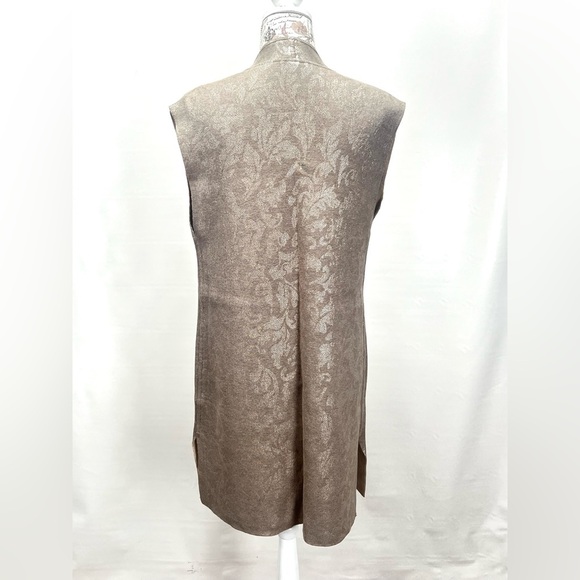 CHICO’S Taupe with silver paisley print sleeveless reversible duster size S - Picture 10 of 14